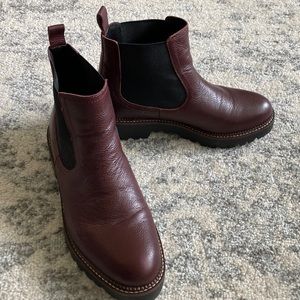 Caslon Miller Leather lug sole Chelsea boots burgundy 9 Nordstrom